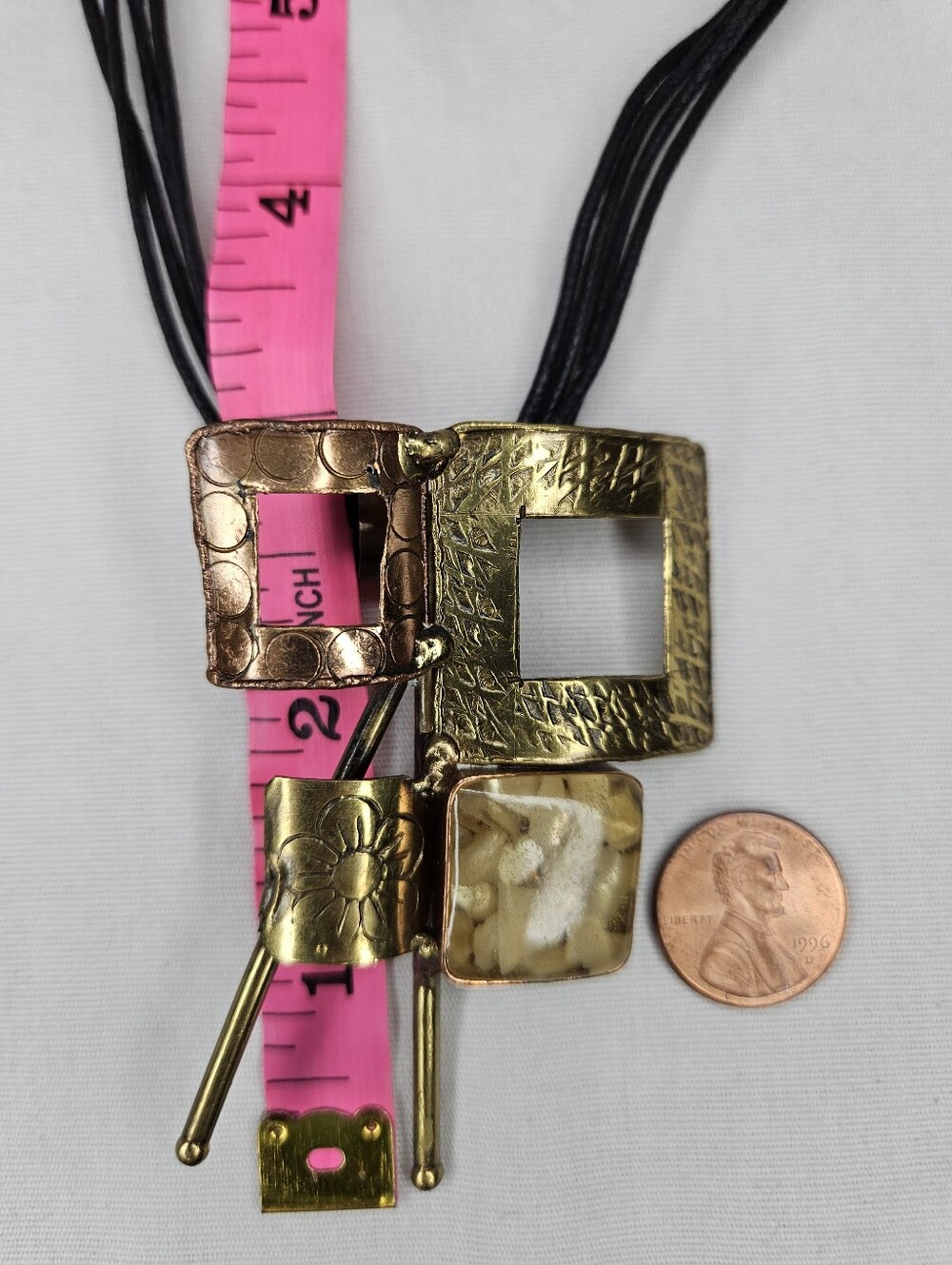 Trisha Waldron NWT Mixed Metal Geometric Pendant Necklace Earring Set 16-19" - Picture 10 of 10